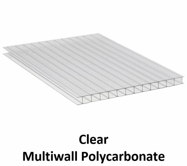 Multiwall Polycarbonate 8mm x 48" x 12ft, 1UV Clear